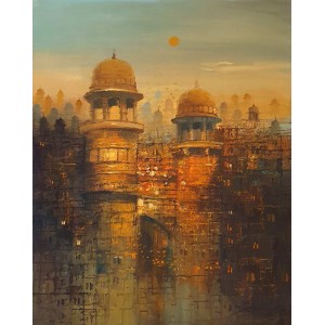 A. Q. Arif, 22 x 28 Inch, Oil on Canvas, Cityscape Painting, AC-AQ-549